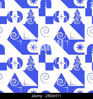 Geometric shapes winter abstract seamless pattern. Vector illustration, for background Stock Vector