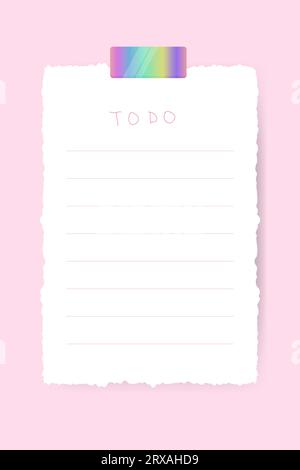 Ripped piece of paper, note, notebook to-do. Vector illustration Stock Vector