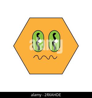 Geometric groovy rhombus . vector illustration. with face Stock Vector