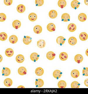 seamless emoji pattern with transparent background,emotion seamless pattern,chating emoji sticker seamless pattern Stock Vector