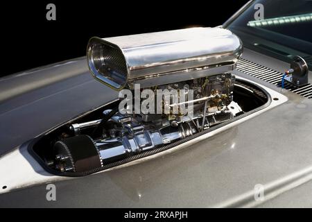 Supercharged V8 engine Stock Photo