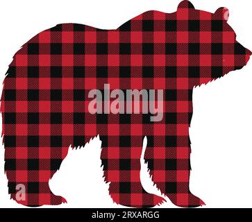 Bear Buffalo Plaid Vector Illustration. Stock Vector
