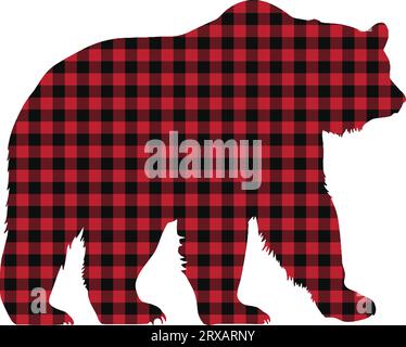 Bear Buffalo Plaid Vector Illustration. Stock Vector