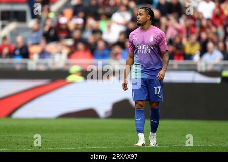 Noah Okafor of Ac Milan looks on during the  Serie A match beetween Ac Milan and Hellas Verona at Stadio Giuseppe Meazza on September 23, 2023 in Milan, Italy . Stock Photo