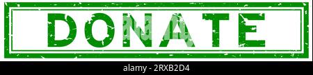 Grunge green donate word square rubber seal stamp on white background Stock Vector