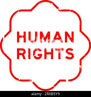 Grunge red human rights word rubber seal stamp on white background Stock Vector