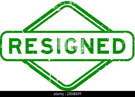 Grunge green resigned word rubber seal stamp on white background Stock Vector