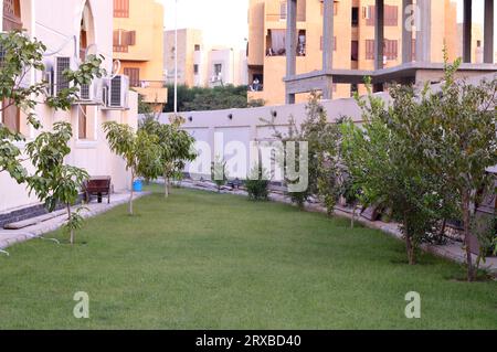 Cairo, Egypt, September 17 2023: The garden and the surroundings of a new built mosque masjid in Cairo, a new mosque masjid for the Islamic five praye Stock Photo