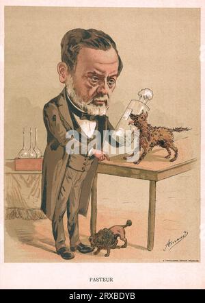 Louis Pasteur portrait, 1822 – 1895, was a French chemist and microbiologist famous for his discovery of pasteurization, colour lithograph by Amand, 1880s Stock Photo