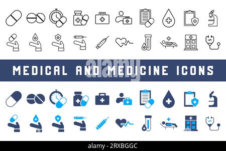 Medical, Medicine and Health icon set. Stock Vector