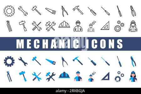 Mechanic icon set. Stock Vector
