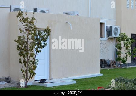 Cairo, Egypt, September 17 2023: External rooms adjuvant to a grand large new build mosque masjid for residence of the mosque workers beside the garde Stock Photo