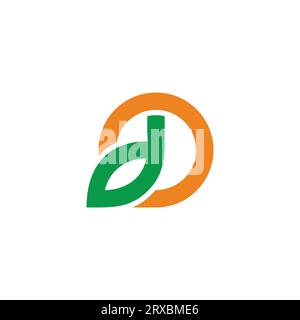 letter d leaf circle simple colors logo vector Stock Vector