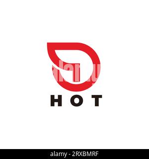 letter d red hot flame simple geometric logo vector Stock Vector