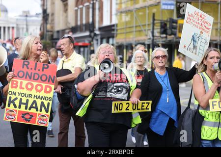 I Will Not Comply march on Whitehall, including several movements, including anti ULEZ expansion, anti Net Zero, anti Covid vaccines and general anti-establishment, in central London, UK Stock Photo