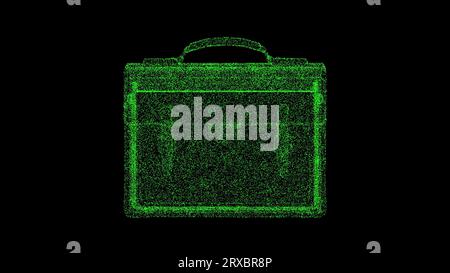 3D Briefcase rotates on black background. Business case. Business advertising backdrop. For title, text, presentation. 3d animation Stock Photo