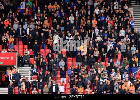Stoke On Trent, UK. 24th Sep, 2023. Hull City fans during the game of the Sky Bet Championship match Stoke City vs Hull City at Bet365 Stadium, Stoke-on-Trent, United Kingdom, 24th September 2023 (Photo by Conor Molloy/News Images) in Stoke-on-Trent, United Kingdom on 9/24/2023. (Photo by Conor Molloy/News Images/Sipa USA) Credit: Sipa USA/Alamy Live News Stock Photo