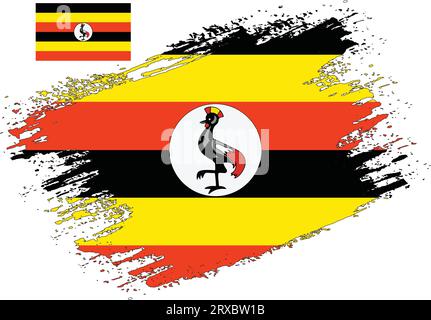 Artistic grunge brush flag of Uganda isolated on white background ...