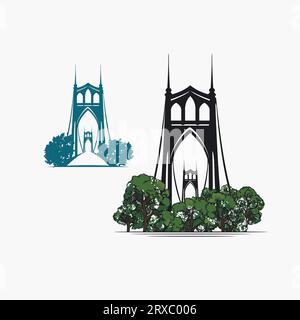 Illustration of the bridge construction Stock Vector