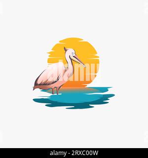 Clean logo bird illustration. Flying bird. Beautiful wings. Stock Vector