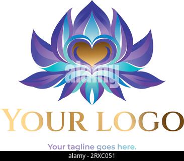 Illustration of the magic lotus flower. Lotus flower logotype design Stock Vector