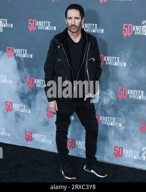 Buena Park, United States. 23rd Sep, 2023. BUENA PARK, ORANGE COUNTY, CALIFORNIA, USA - SEPTEMBER 23: American musician and singer-songwriter Trent Reznor, Nine Inch Nails of American industrial rock band Nine Inch Nails arrives at Knott's Scary Farm 50th Anniversary Celebrity Black Carpet held at Knott's Berry Farm on September 23, 2023 in Buena Park, Orange County, California, United States. (Photo by Xavier Collin/Image Press Agency) Credit: Image Press Agency/Alamy Live News Stock Photo