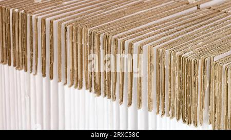 Folded Cardboard Boxes, Close up of cardboard stock warehouse Stock Photo