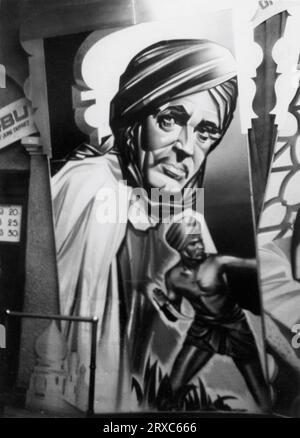 Hand Painted Cinema Display for CONRAD VEIDT and SABU in THE THIEF OF BAGDAD 1940 directors Ludwig Berger Michael Powell Tim Whelan Alexander Korda Zoltan Korda William Cameron Menzies screenplay / dialogue Miles Malleson Alexander Korda Films / London Film Productions / United Artists Stock Photo