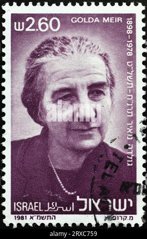 Prime minister Golda Meir on old israeli postage stamp Stock Photo