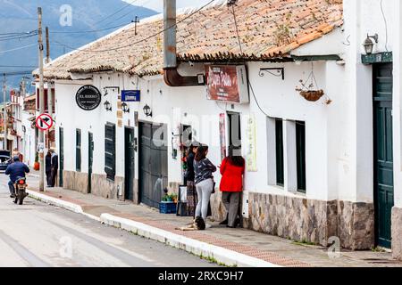 Tibasosa, Boyaca, Colombia - August 9th 2023. View of the beautiful mountains and streets of the small town of Tibasosa in the region of Boyaca in Col Stock Photo