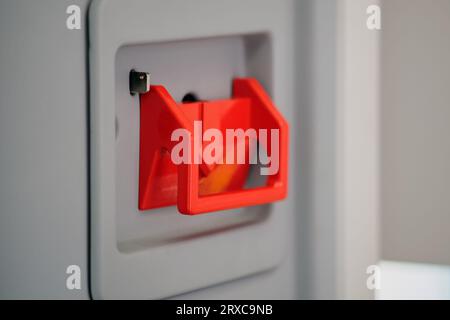 Emergency break for forced opening of doors in a train carriage Stock Photo