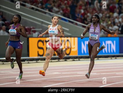 Ewa Swoboda of Poland competing in the 100m semi-finals at the World Athletics Championships at the National Athletics Centre in Budapest on August 21 Stock Photo