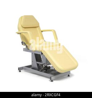 new white leather cosmetology chair with adjustable positions perspective view 3d render on white Stock Photo