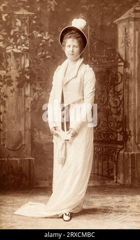 Cabinet portrait taken by the Hungarian photographer Koller Karoly Tanar of a noble Hungarian woman during the Hapsburg Empire taken in Budapest in 1898. Her name was Hajnih Maria. Stock Photo