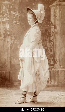 Cabinet portrait taken by the Hungarian photographer Koller Karoly Tanar of a noble Hungarian woman during the Hapsburg Empire taken in Budapest in 1898. Her name was Hajnih Maria. Stock Photo