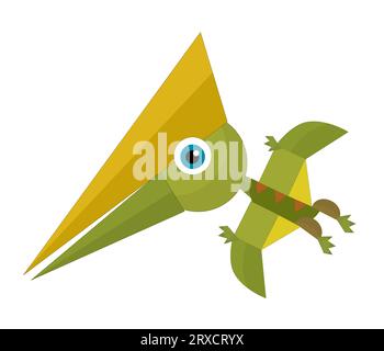 Cartoon dinosaur pterodactyl or other dino bird isolated illustration for kids Stock Photo