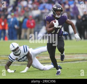 Baltimore, MD, USA. 24th Sep, 2023. Baltimore Ravens RB Kenyan Drake (37) in action against the Indianapolis Colts at M&T Bank Stadium in Baltimore, MD. Photo/ Mike Buscher/Cal Sport Media/Alamy Live News Stock Photo