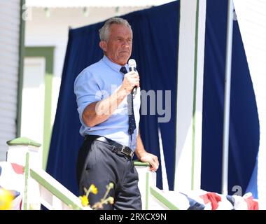 Austin, Texas, USA. September 24, 2023: Democratic presidential candidate Robert F. Kennedy, Jr. speaks at a campaign event near Austin, Texas, on September 24, 2023. (Credit Image: © Scott Coleman/ZUMA Press Wire) EDITORIAL USAGE ONLY! Not for Commercial USAGE! Credit: ZUMA Press, Inc./Alamy Live News Stock Photo
