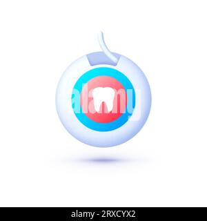Dental floss icon in 3d style on white background. Vector illustration design Stock Vector
