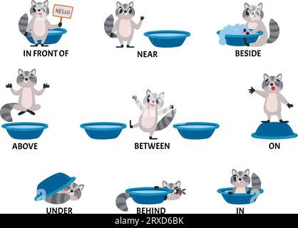 Cat and box. Learning preposition concept. Animal under Stock