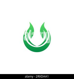 Letter U Leaf Logo Design. U Eco Logo Stock Vector