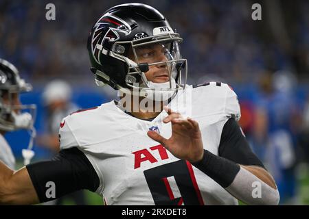 DETROIT, MI - SEPTEMBER 24: Atlanta Falcons running back (25) Tyler Allgeier  in action during the game between Atlanta Falcons and Detroit Lions on  September 24, 2023 at Ford Field in Detroit