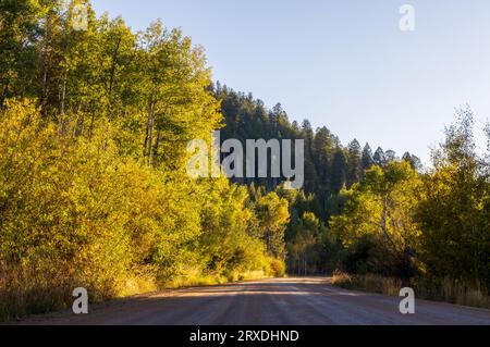 Scenery Autumn landscape in the Rocky Mountains of Colorado on the shore of Granby Lake Stock Photo