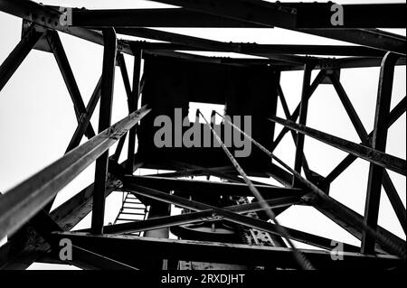 Inside a lock and dam mechanical structure along the Erie Canal Trail outside of Rochester, NY Stock Photo