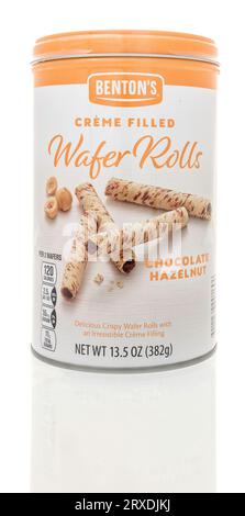 Winneconne, WI - 23 September 2023:  A package of Bentons creme filled wafer rolls on an isolated background Stock Photo
