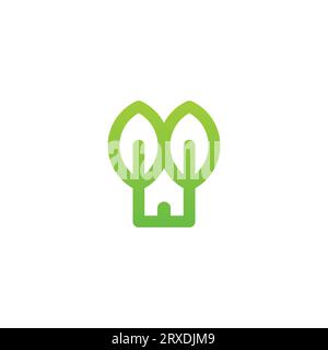 Home Leaf Logo. Home Eco Logo. House Green Logo Stock Vector