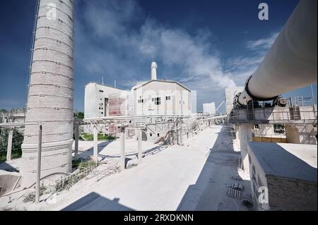 Tubular rotary kiln for lime clinker and cement processing Stock Photo