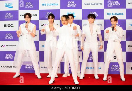 Ateez, September 23, 2023 : South Korean boy band Ateez attends