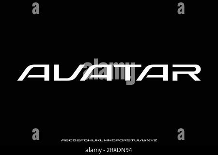 Modern futuristic wide display font vector. Sophisticated alphabet typography style Stock Vector