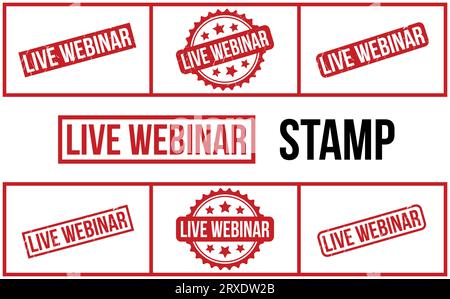 Live Webinar Rubber Stamp Set Vector Stock Vector